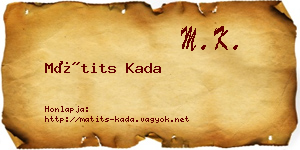 Mátits Kada névjegykártya
